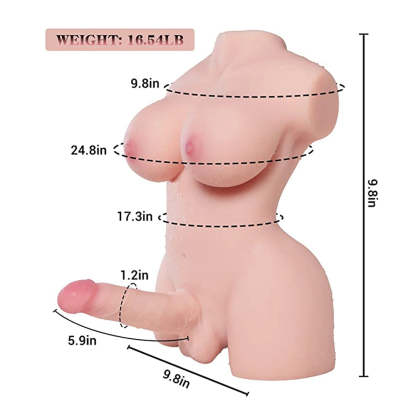 Andre-16.54LB Naturtrogen Shemale Sex Torso med 5,9" Dildo