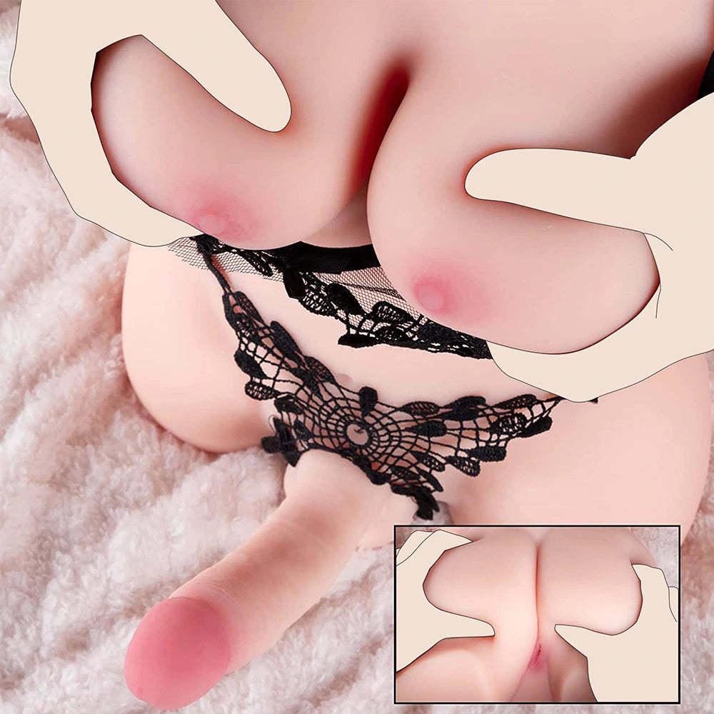 Andre-16.54LB Naturtrogen Shemale Sex Torso med 5,9" Dildo