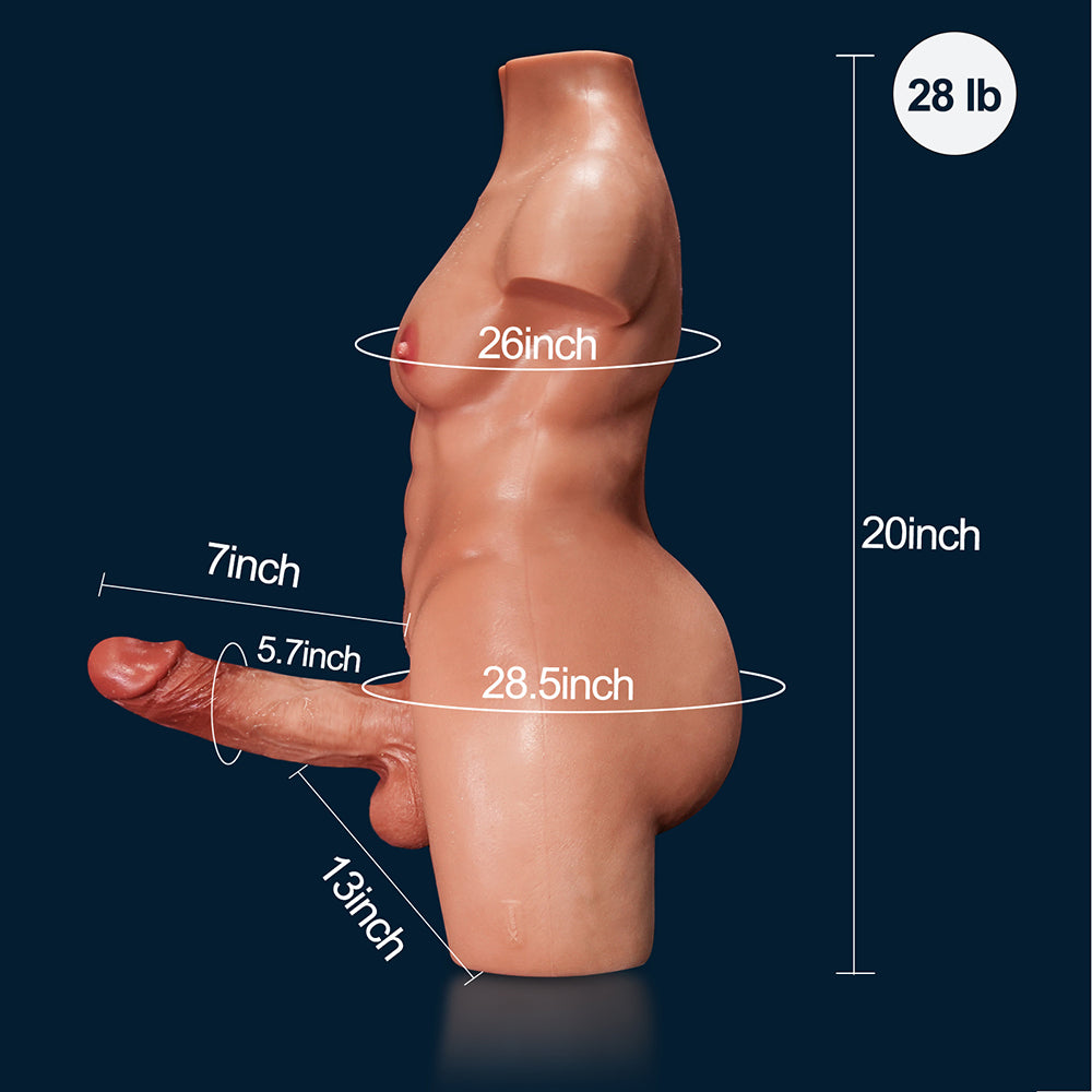Tom-28lb Full Silikon Hanbål Med Utbytbar Dildo