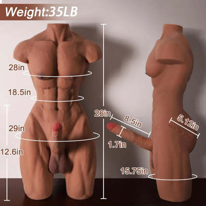 Tony–35lb Stor, Stark Muskelmage Manlig Torso Med 8,5 Tum Realistisk Dildo