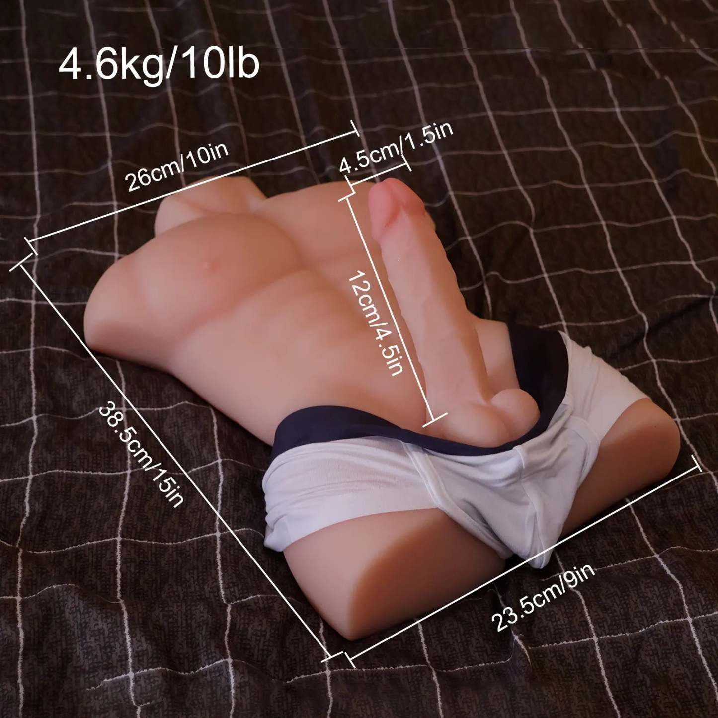 Wythe-10LB Manlig Kön Docka Torso Med 5" Dildo