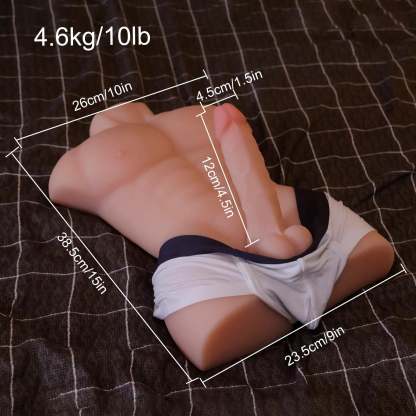 Wythe-10LB Manlig Kön Docka Torso Med 5" Dildo