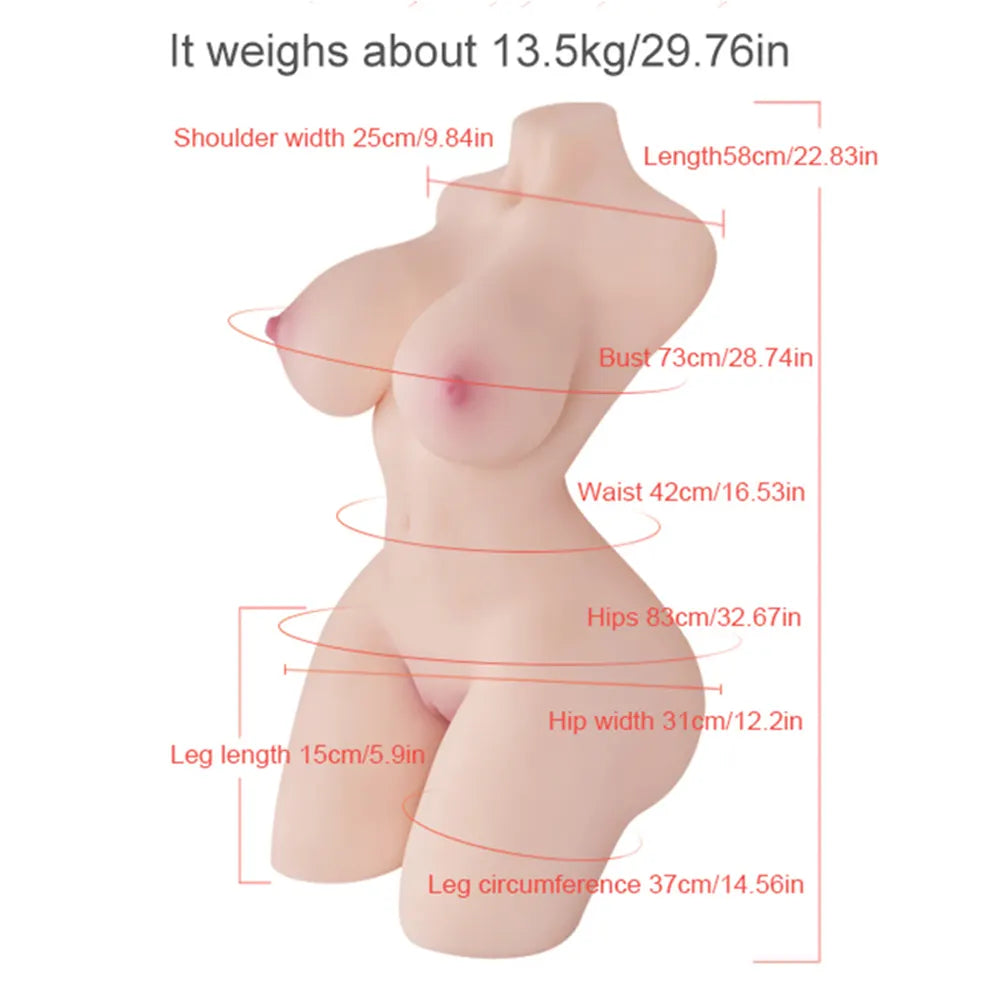 Zenobia-29.76LB Naturtrogen Gelfylld Kvinnlig Torso-Sexdocka