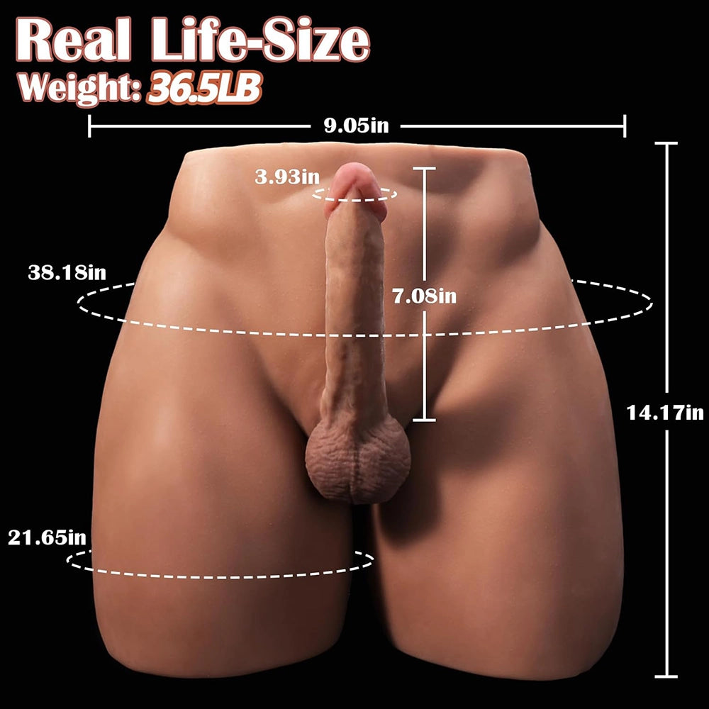 Brian-36.5Lb Grote Kont Mannelijke Sekspop Torso Met 7" Dildo