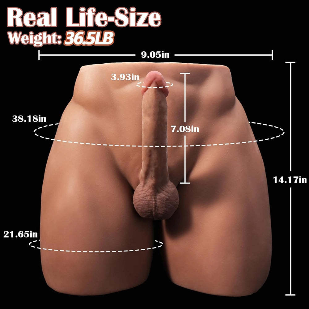 Brian-36.5Lb Grote Kont Mannelijke Sekspop Torso Met 7" Dildo