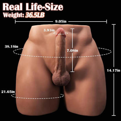 Brian-36.5Lb Grote Kont Mannelijke Sekspop Torso Met 7" Dildo