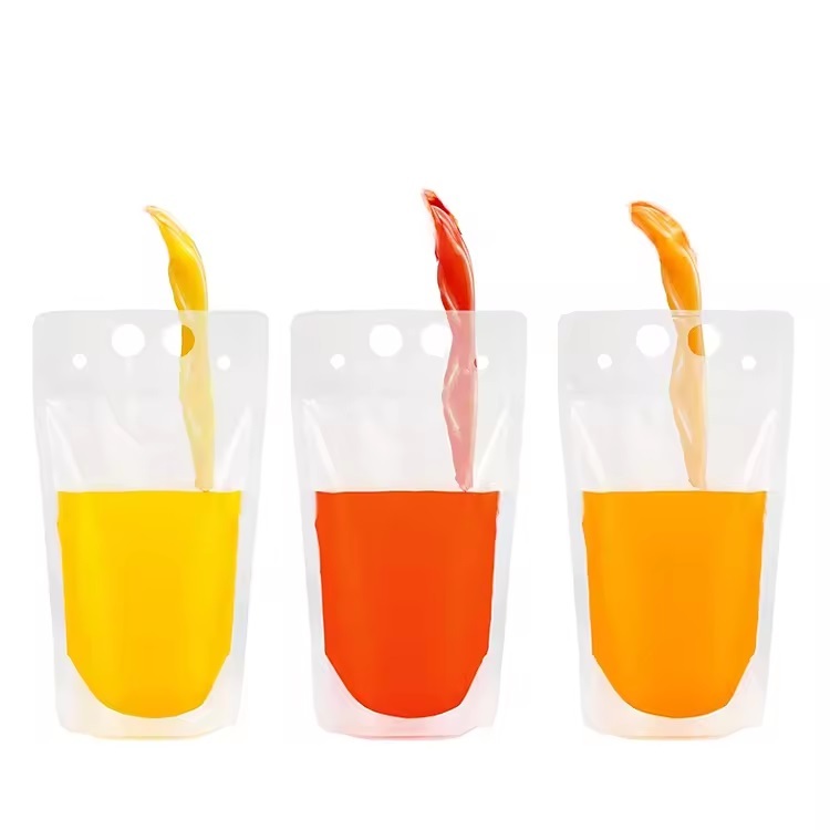 Biodegradable Plastic Drink Pouch with Straw