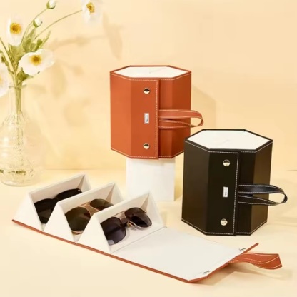 Leather Glasses Storage Interlocked Box