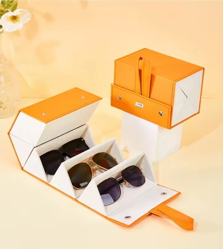 Leather Glasses Storage Interlocked Box