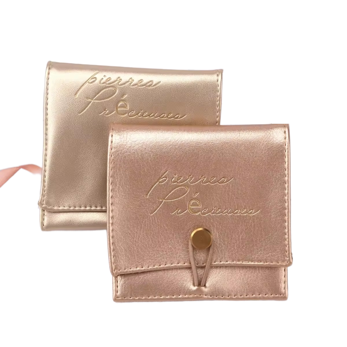 Golden Printed Leather Jewelry Bag