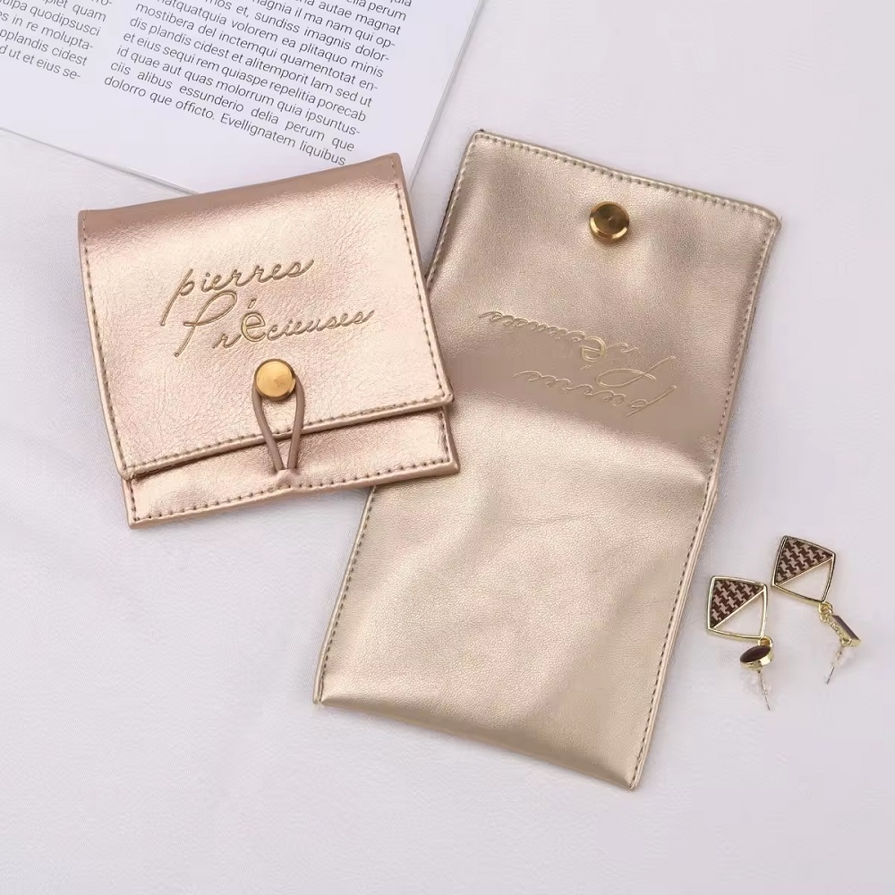 Golden Printed Leather Jewelry Bag