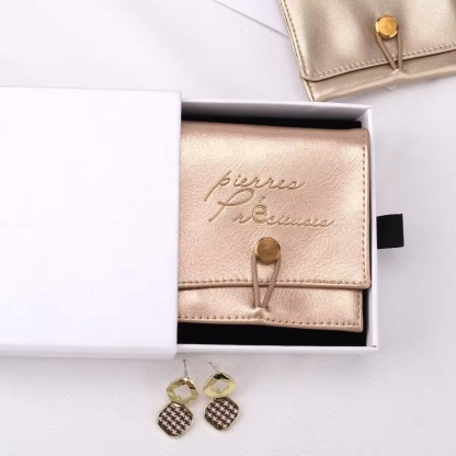 Golden Printed Leather Jewelry Bag