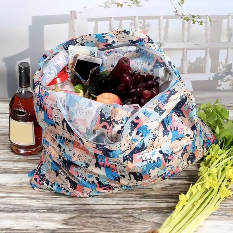 Reusable Nylon Foldable Shopping Tote Bag 