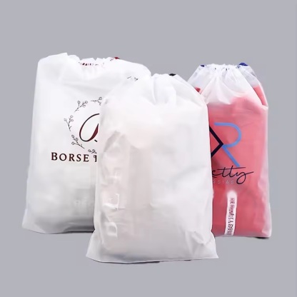 Plastic Frosted Shoe Clothes Drawstring Bag