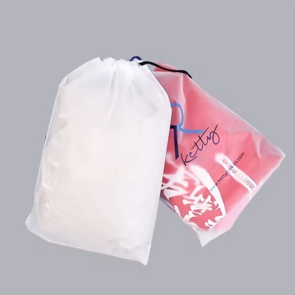 Plastic Frosted Shoe Clothes Drawstring Bag