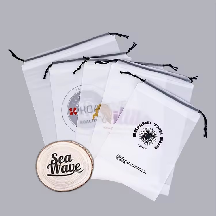 Plastic Frosted Shoe Clothes Drawstring Bag