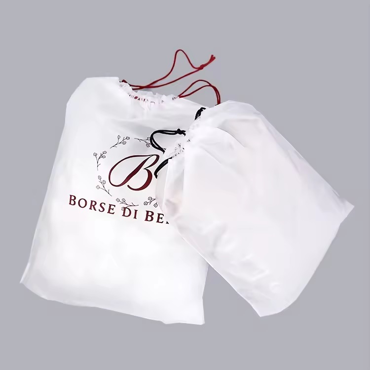 Plastic Frosted Shoe Clothes Drawstring Bag