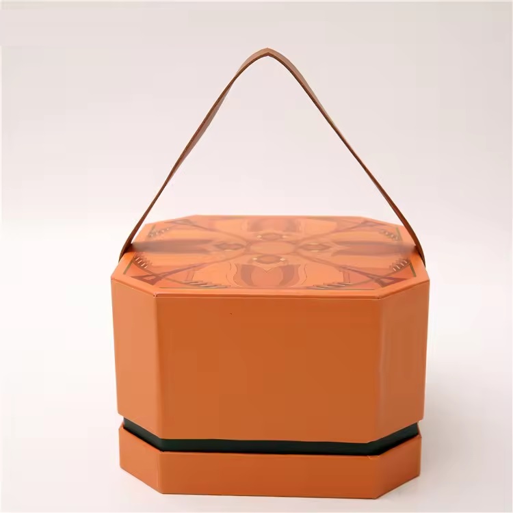 Rigid Paper Gift Box with Leather Handle