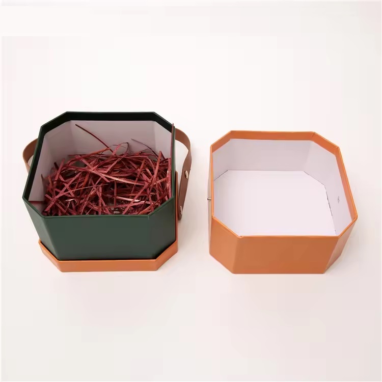 Rigid Paper Gift Box with Leather Handle