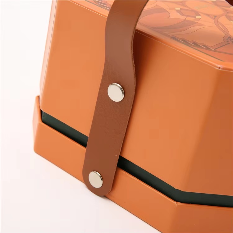 Rigid Paper Gift Box with Leather Handle