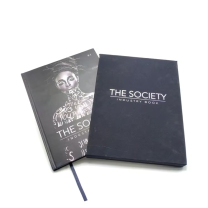 Hardcover brochure with slipcase