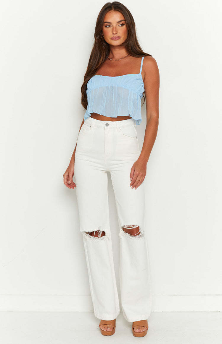 A 94 High & Wide Washed White Rip Jeans-Vavasi.All Rights Reserved.