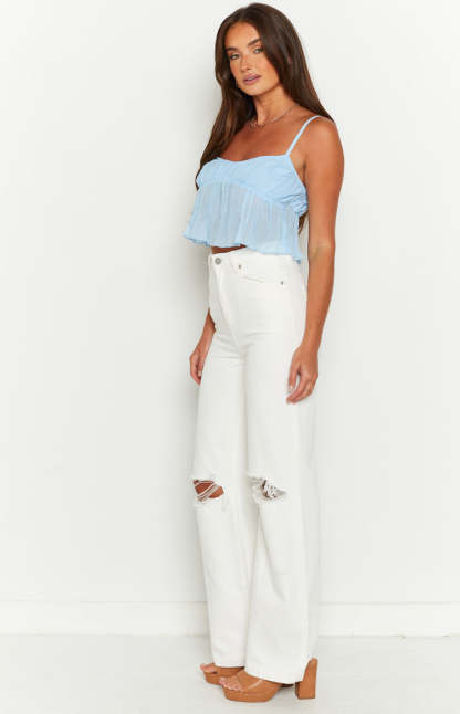 A 94 High & Wide Washed White Rip Jeans-Vavasi.All Rights Reserved.
