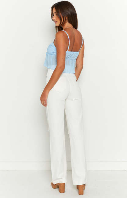 A 94 High & Wide Washed White Rip Jeans-Vavasi.All Rights Reserved.