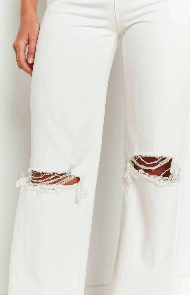 A 94 High & Wide Washed White Rip Jeans-Vavasi.All Rights Reserved.
