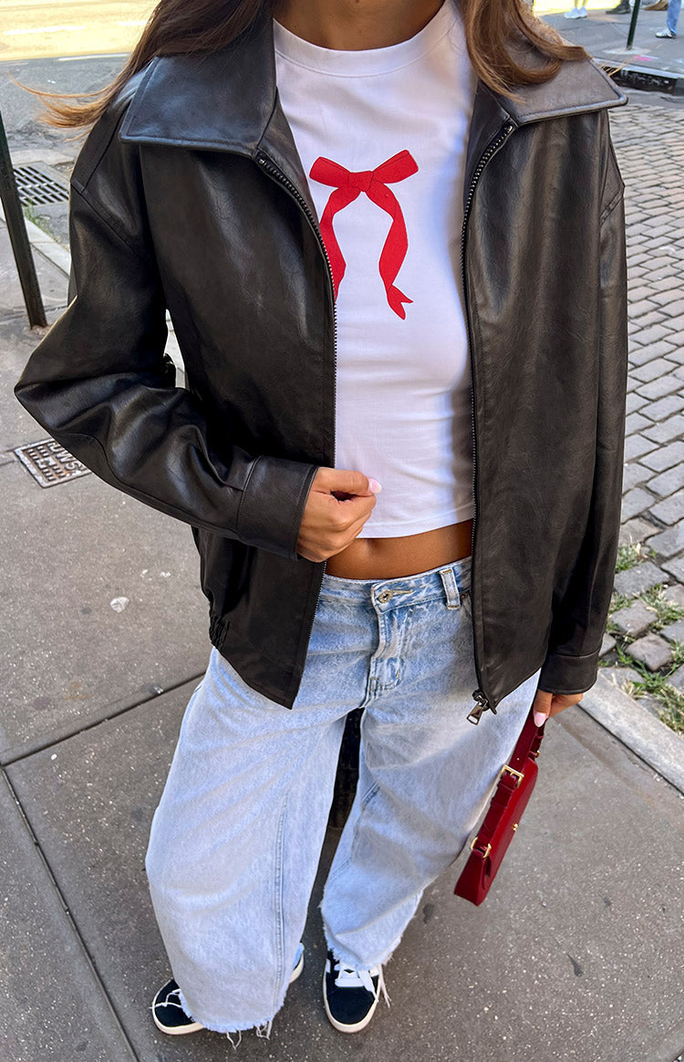 Abbi PU Vintage Black Bomber Jacket-Vavasi.All Rights Reserved.