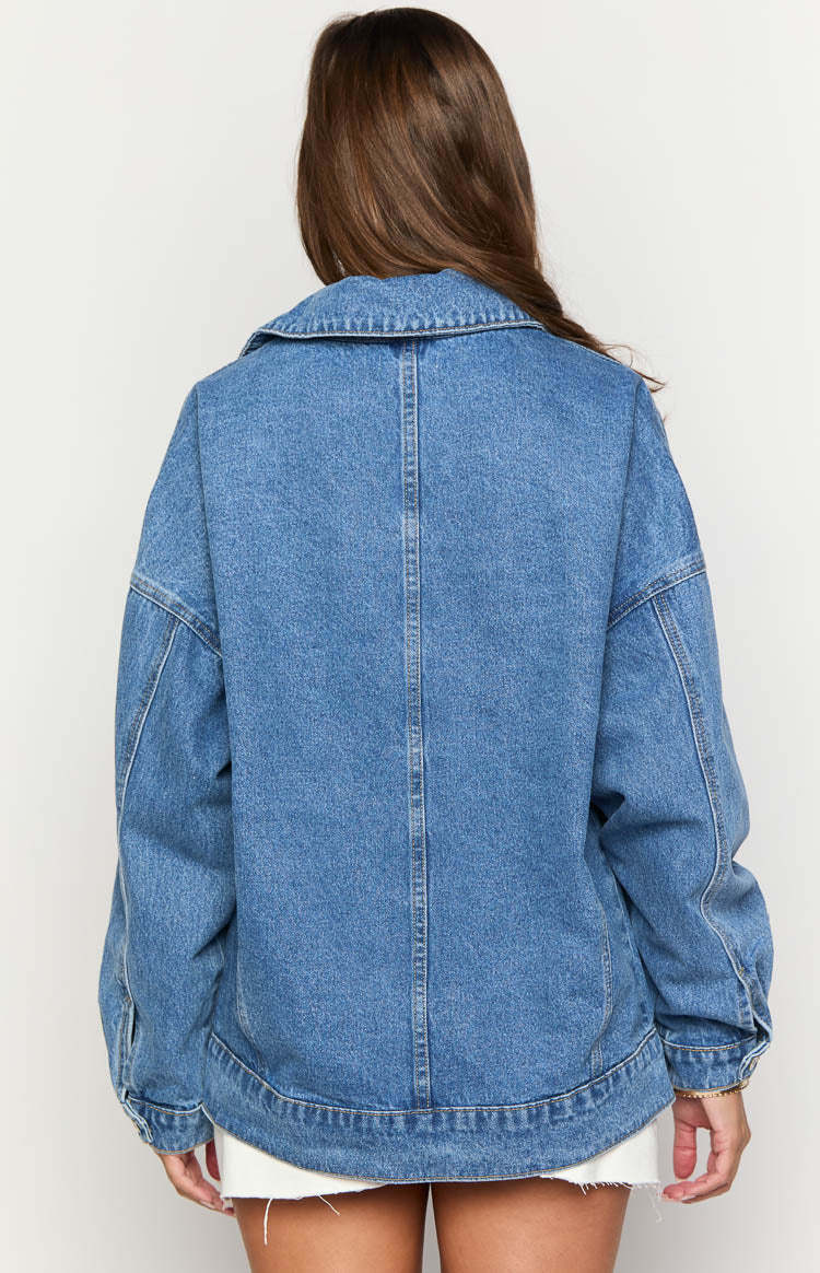 Abigail Mid Wash Denim Bomber Jacket-Vavasi.All Rights Reserved.