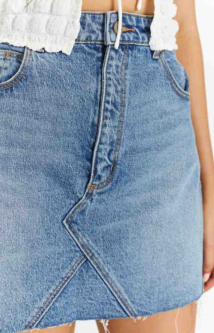 ABRAND A Aline Felicia Mid Vintage Blue Mini Skirt-Vavasi.All Rights Reserved.