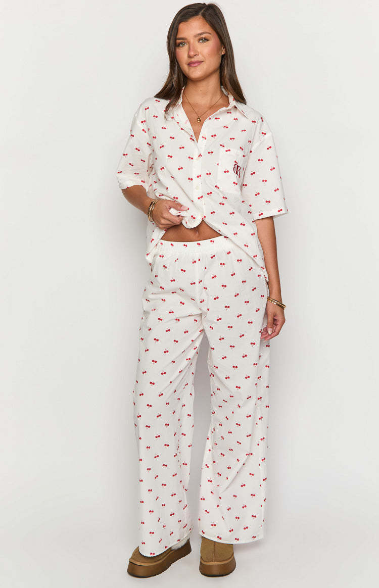 Alexea Cherry Print Pajama Pants-Vavasi.All Rights Reserved.