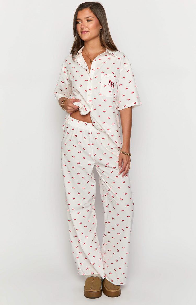 Alexea Cherry Print Pajama Pants-Vavasi.All Rights Reserved.