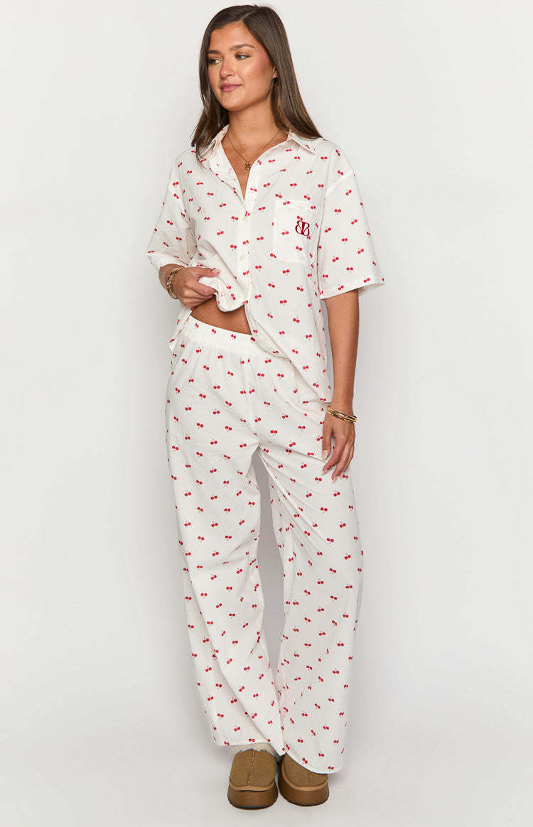 Alexea Cherry Print Pajama Pants-Vavasi.All Rights Reserved.