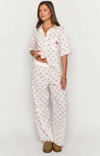 Alexea Cherry Print Pajama Pants-Vavasi.All Rights Reserved.