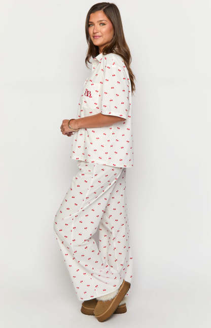 Alexea Cherry Print Pajama Pants-Vavasi.All Rights Reserved.