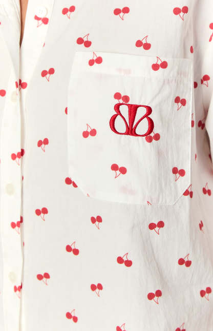 Alexea Cherry Print Pajama Shirt-Vavasi.All Rights Reserved.