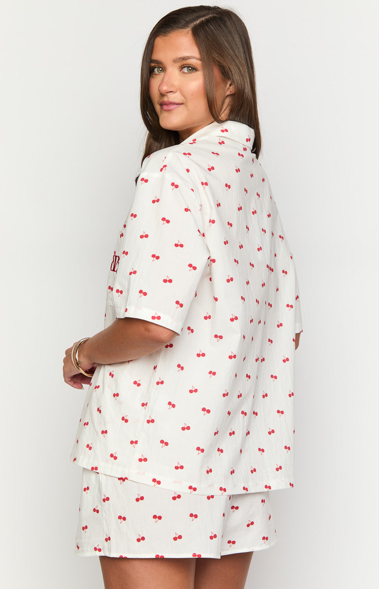 Alexea Cherry Print Pajama Shorts-Vavasi.All Rights Reserved.