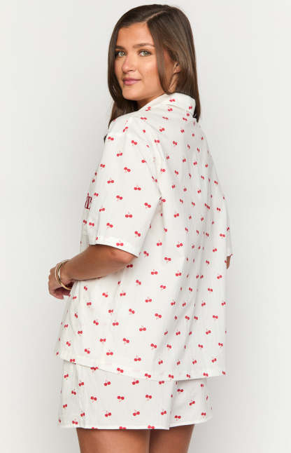 Alexea Cherry Print Pajama Shorts-Vavasi.All Rights Reserved.