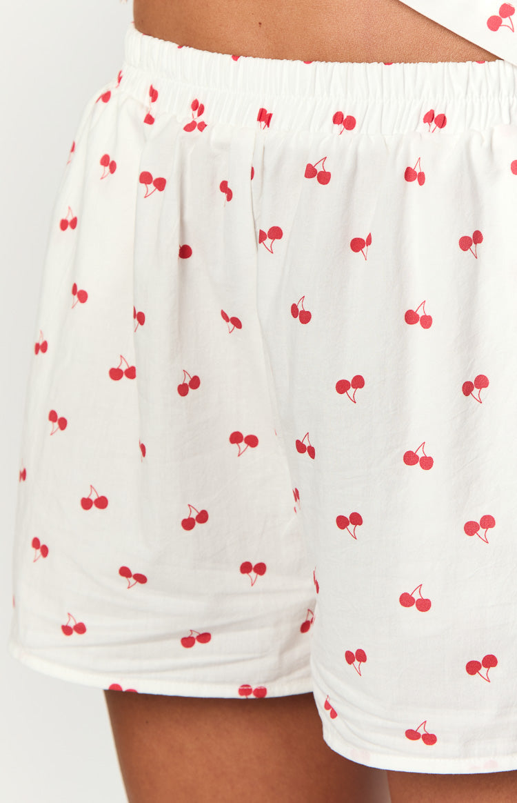 Alexea Cherry Print Pajama Shorts-Vavasi.All Rights Reserved.