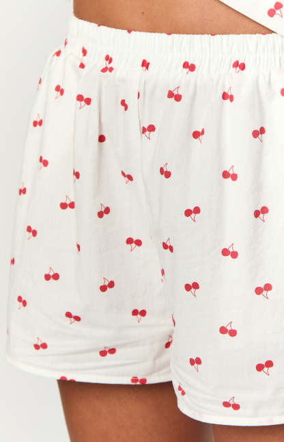 Alexea Cherry Print Pajama Shorts-Vavasi.All Rights Reserved.