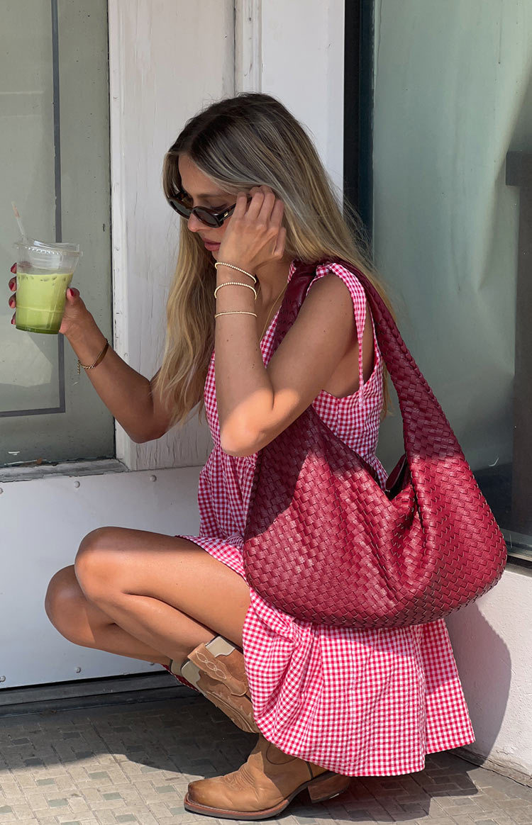 Angel Girl Red Gingham Mini Dress-Vavasi.All Rights Reserved.