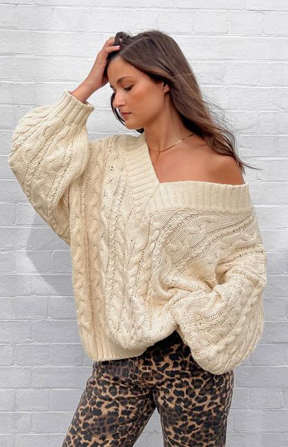 Abba Cream Knit Sweater-Vavasi.All Rights Reserved.