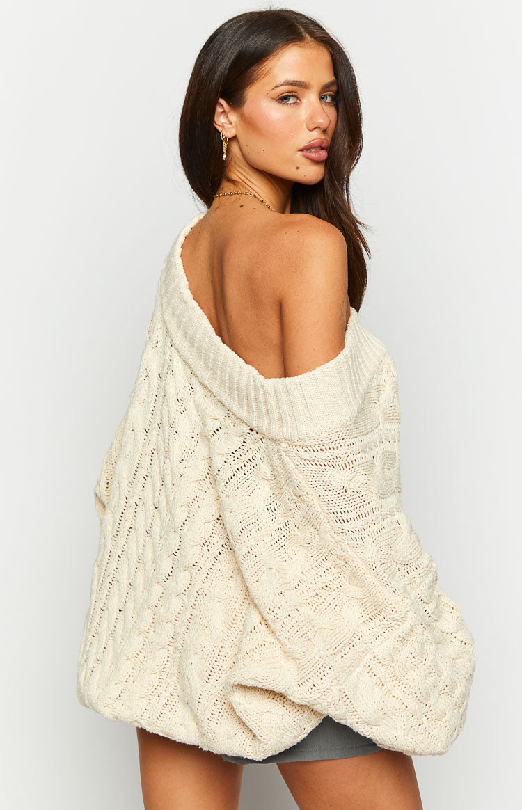 Abba Cream Knit Sweater-Vavasi.All Rights Reserved.