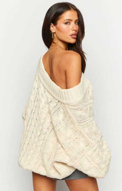 Abba Cream Knit Sweater-Vavasi.All Rights Reserved.