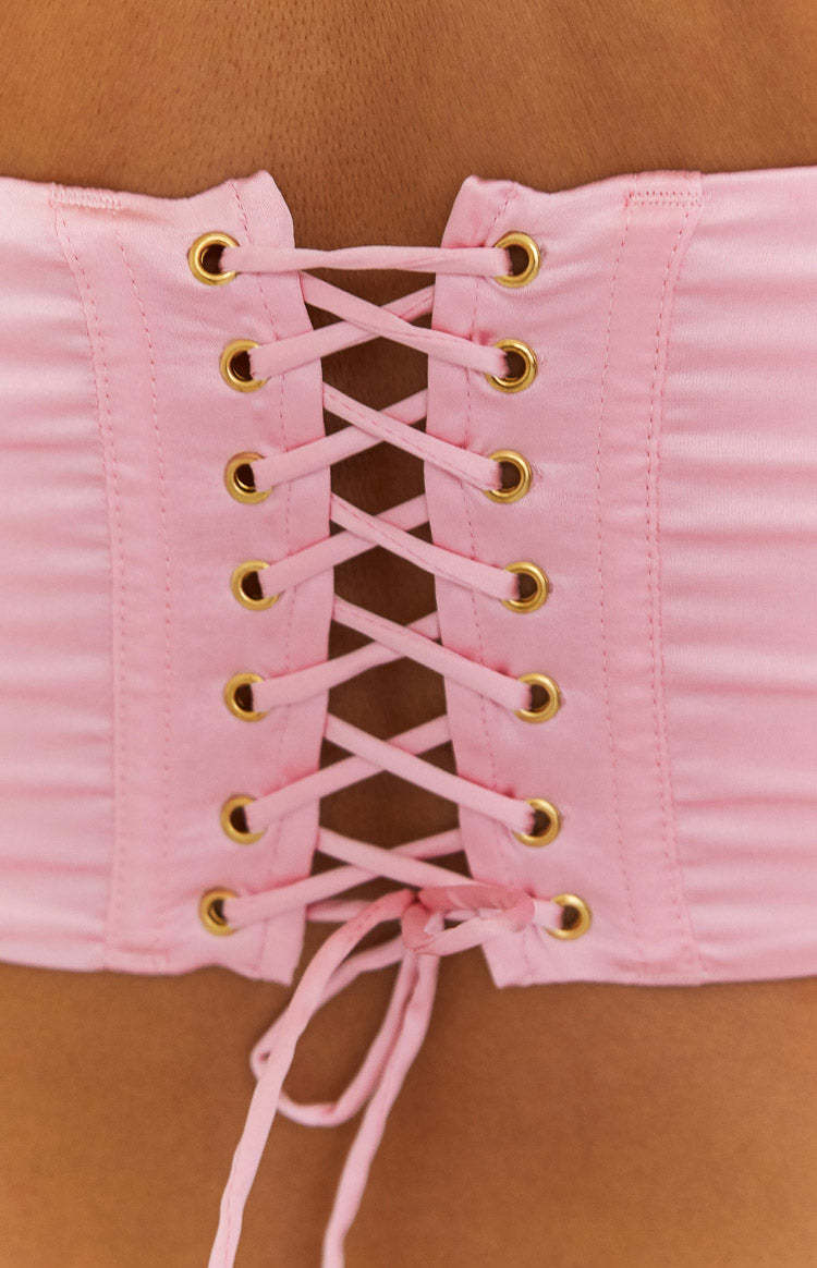 Abbey Pink Satin Corset Top-Vavasi.All Rights Reserved.