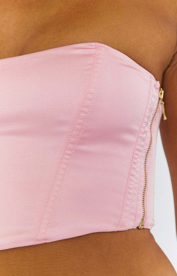 Abbey Pink Satin Corset Top-Vavasi.All Rights Reserved.
