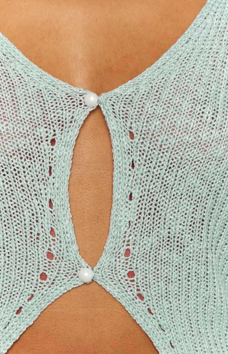 Abeila Blue Long Sleeve Knit Top-Vavasi.All Rights Reserved.