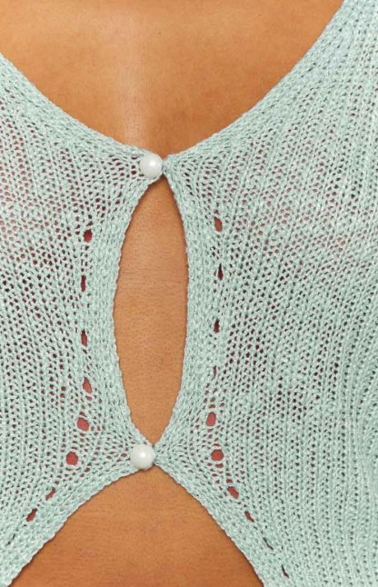Abeila Blue Long Sleeve Knit Top-Vavasi.All Rights Reserved.